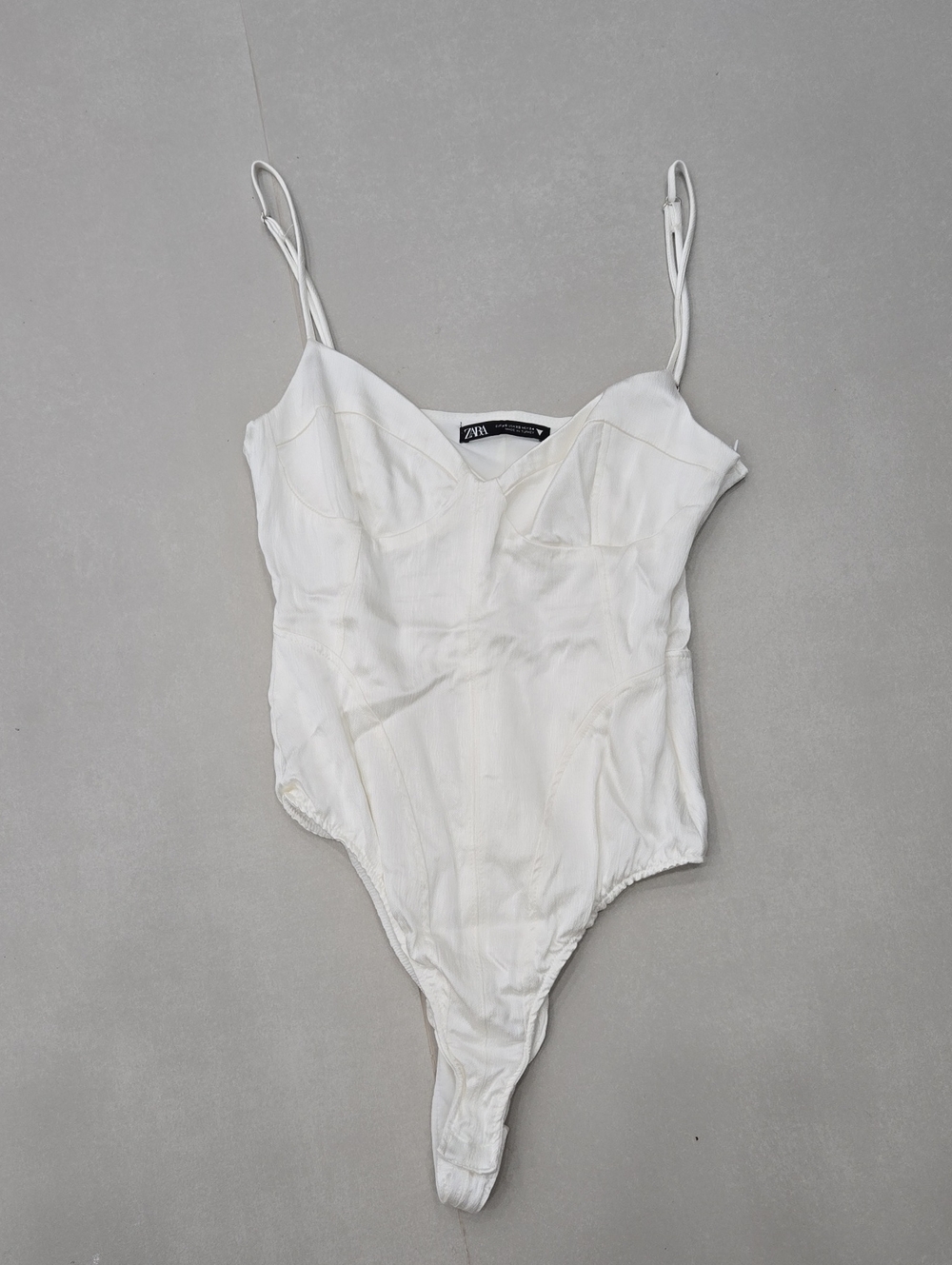 Zara White Satin Corset Bodysuit Size XS